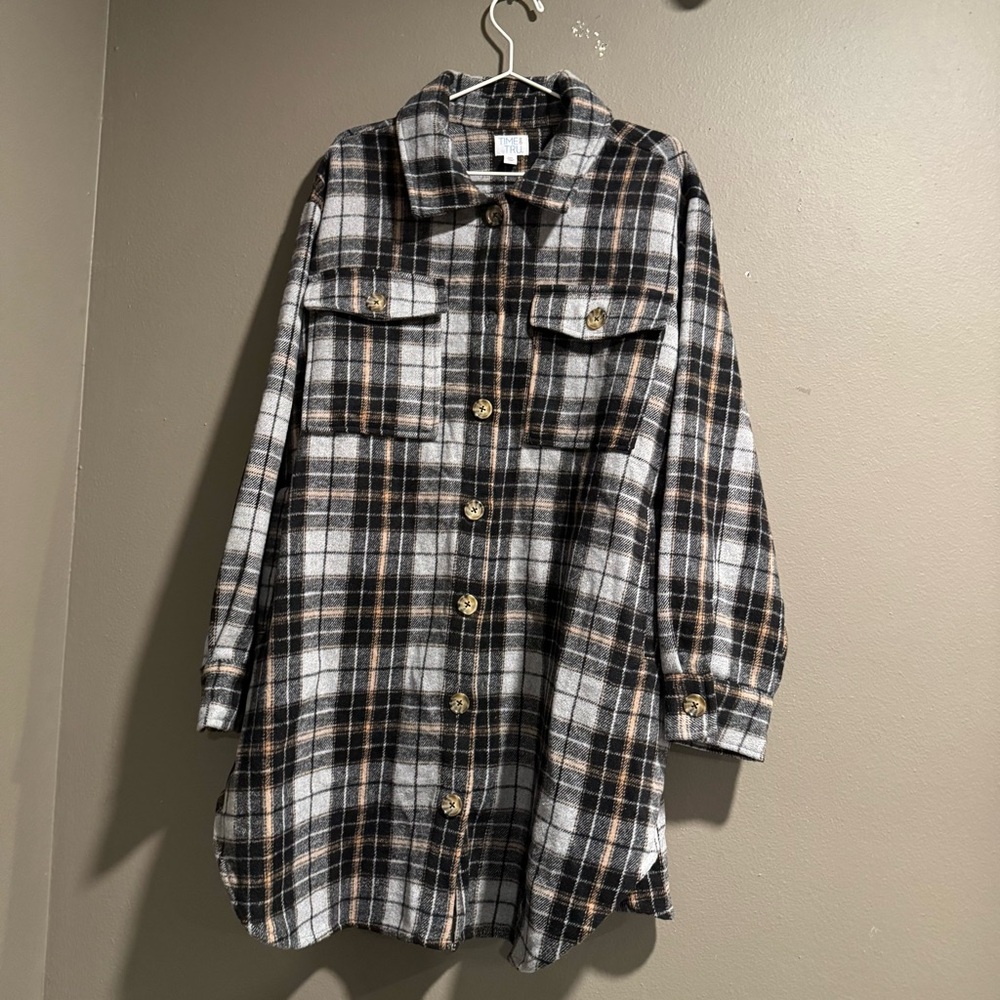 Time and Tru Wool Blend Plaid Button-Up  Shirket Shirt Jacket Size XXL